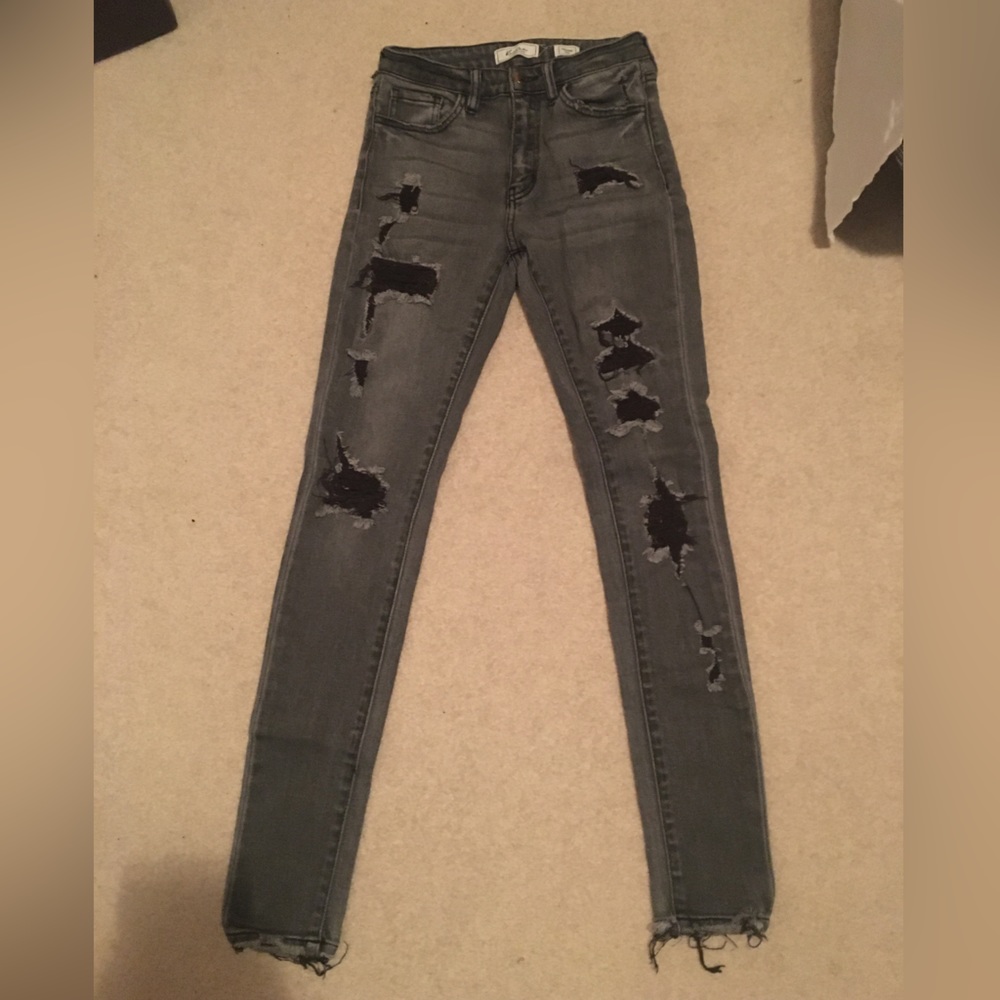 Dark grey high rise jeans